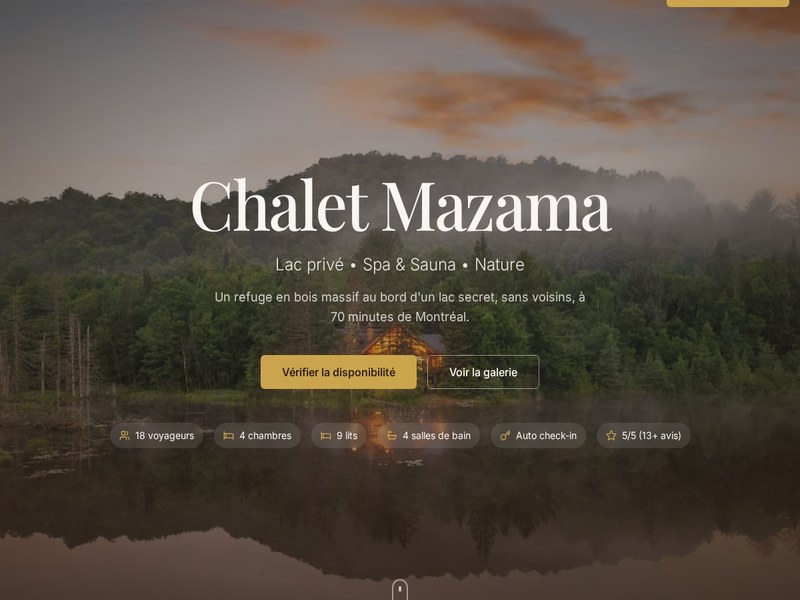 Chalet Mazama — Vacation Rental website
